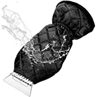 MATCC Raspador de Hielo Rascador Hielo Coche Parabrisas Raspador con Guante Forrado Grueso Negro